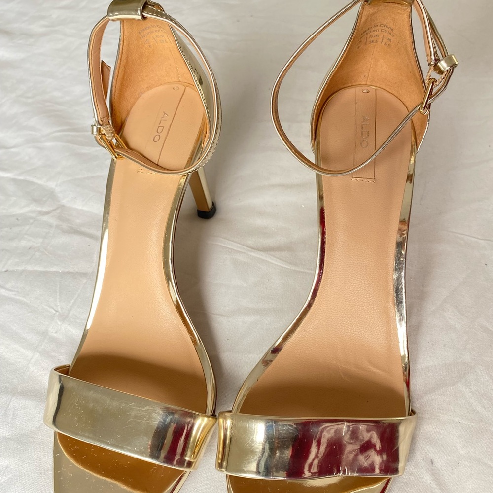 Aldo Metallic Gold Strappy Heels